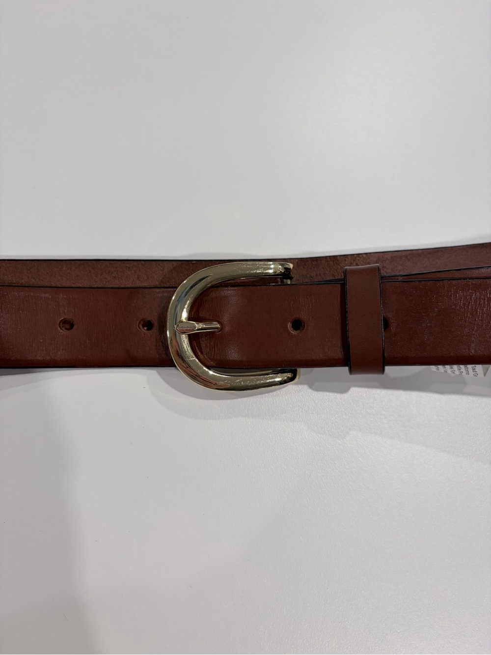 J. Crew Chestnut Leather Belt with Gold Curved Buckle - Picture 1 of 3